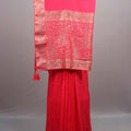 Red Silk Saree with Heavy Zari Embroidered Border Paisley Design