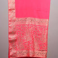 Red Silk Saree with Heavy Zari Embroidered Border Paisley Design