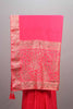 Red Silk Saree with Heavy Zari Embroidered Border Paisley Design