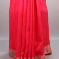 Red Silk Saree with Heavy Zari Embroidered Border Paisley Design