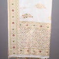 Off White Silk Saree with Floral Embroidery Rich Zari Border