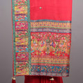 Elegant Red Silk Saree with Traditional Multicolor Border Design