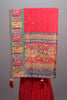 Elegant Red Silk Saree with Traditional Multicolor Border Design