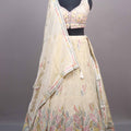 Off-White Embroidered Silk Lehenga Choli with Dupatta