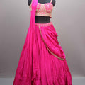 Rani Pink Silk Lehenga Choli Heavy Embroidered Blouse Dupatta