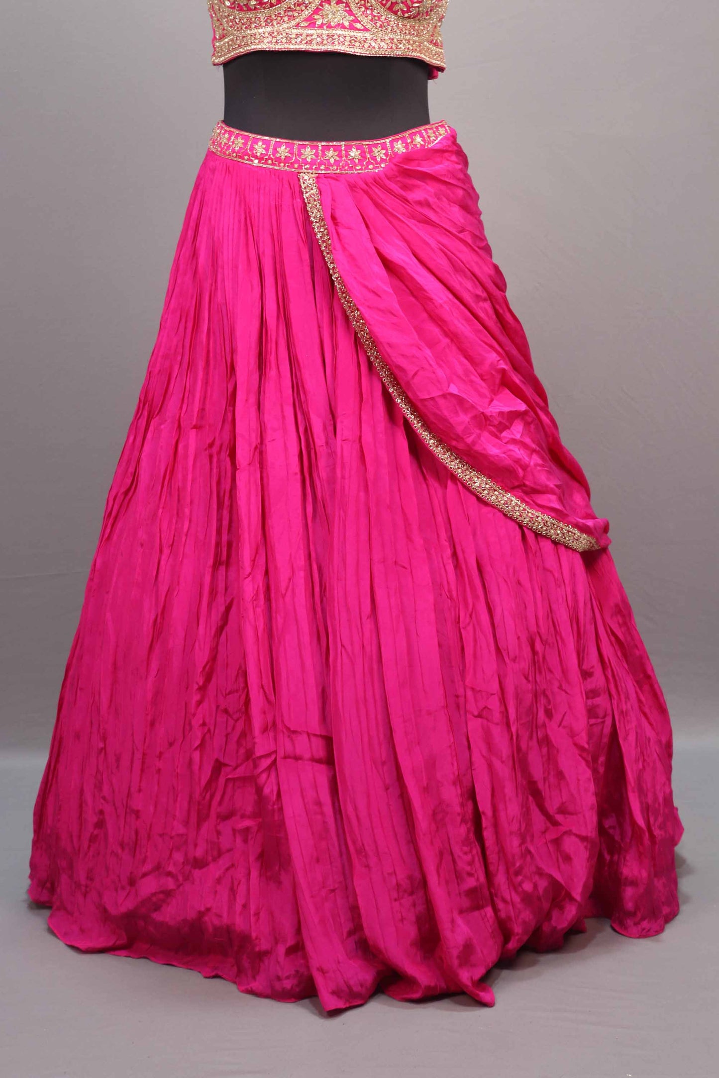 Rani Pink Silk Lehenga Choli Heavy Embroidered Blouse Dupatta