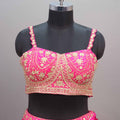 Rani Pink Silk Lehenga Choli Heavy Embroidered Blouse Dupatta