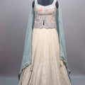 Pastel Blue Off-White Embroidered Lehenga Choli with Dupatta