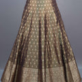 Olive Green Brown Banarasi Silk Lehenga Choli with Zari Work Dupatta