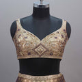 Olive Green Brown Banarasi Silk Lehenga Choli with Zari Work Dupatta