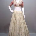 Off-White Embroidered Lehenga Choli with Multicolor Blouse Dupatta