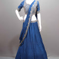 Navy Blue Silk Lehenga Choli Heavy Gold Embroidered Blouse Dupatta