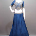 Navy Blue Silk Lehenga Choli Heavy Gold Embroidered Blouse Dupatta
