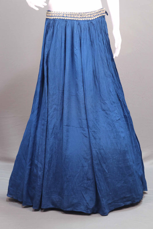 Navy Blue Silk Lehenga Choli Heavy Gold Embroidered Blouse Dupatta