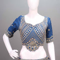 Navy Blue Silk Lehenga Choli Heavy Gold Embroidered Blouse Dupatta