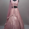 Pink Shimmer Silk Lehenga Choli with Embroidered Blouse Dupatta