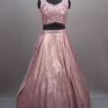 Pink Shimmer Silk Lehenga Choli with Embroidered Blouse Dupatta