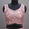 Pink Shimmer Silk Lehenga Choli with Embroidered Blouse Dupatta