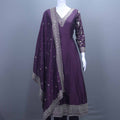 Elegant Purple Silk Anarkali Suit Dupatta Traditional Party Wear