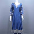 Elegant Blue Silk Anarkali Suit Dupatta Designer Party Wear