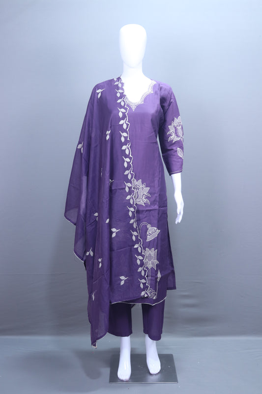 Stylish Purple Suit Set Dupatta Casual Occasions
