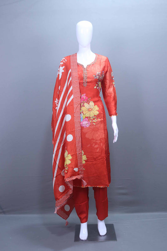 Elegant Red Salwar Suit with Dupatta Ethnic Wear Set