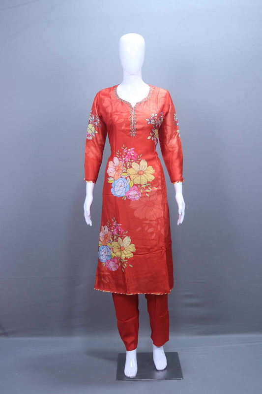 Elegant Red Salwar Suit with Dupatta Ethnic Wear Set