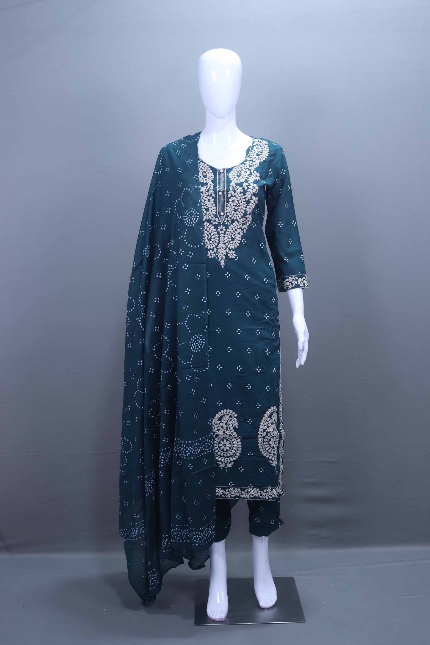 Teal Blue Salwar Suit Set Dupatta Traditional Ethnic Wear