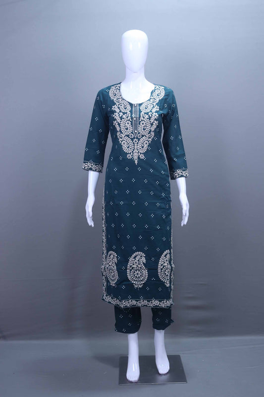 Teal Blue Salwar Suit Set Dupatta Traditional Ethnic Wear