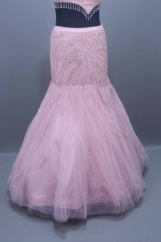 Elegant Light Pink Net  Mermaid Lehenga Choli Dupatta Designer