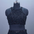 Designer Black Crop Top Skirt Set Stylish Party Wear