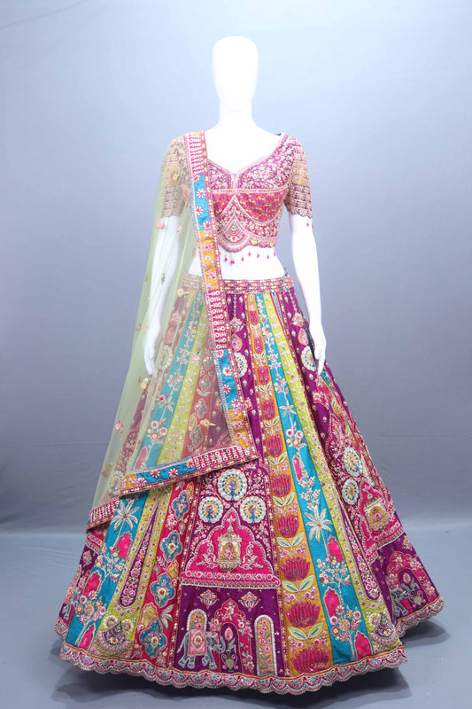 Multicolor Designer Bridal Lehenga Choli Dupatta Festive Wear