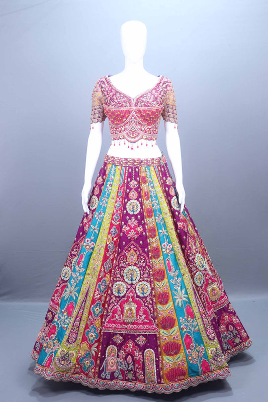 Multicolor Designer Bridal Lehenga Choli Dupatta Festive Wear