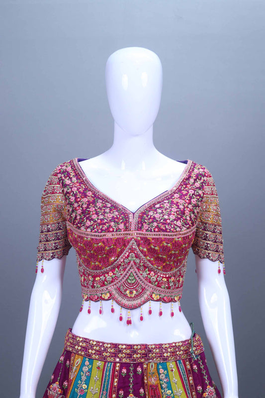 Multicolor Designer Bridal Lehenga Choli Dupatta Festive Wear