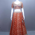 Rust Orange Silk Bridal Lehenga Choli  Dupatta
