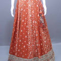 Rust Orange Silk Bridal Lehenga Choli  Dupatta