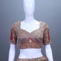 Rust Orange Silk Bridal Lehenga Choli  Dupatta