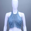 Designer Sky Blue Crop Top Lehenga Choli Reception Party Wear