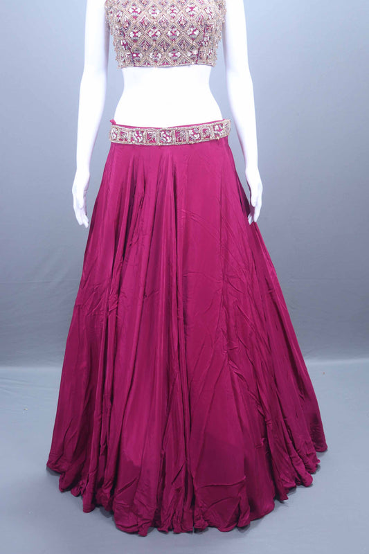 Designer Maroon Lehenga Skirt Handwork Choli Set