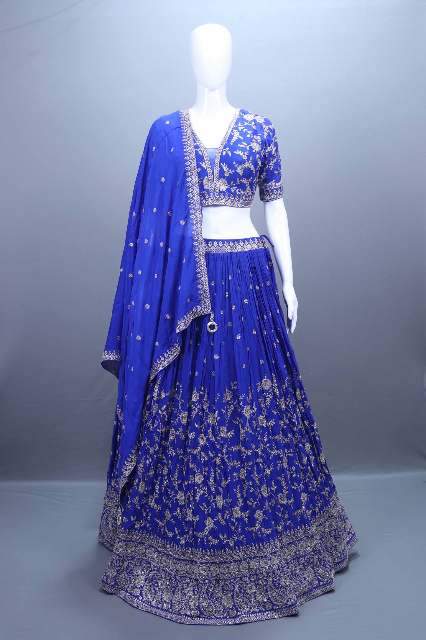 Royal Blue Banarasi Silk Lehenga Choli Party Wear