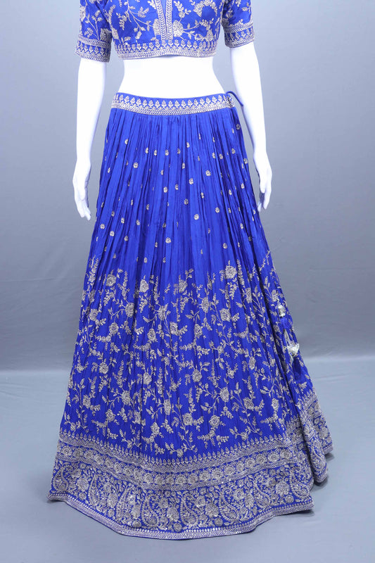 Royal Blue Banarasi Silk Lehenga Choli Party Wear