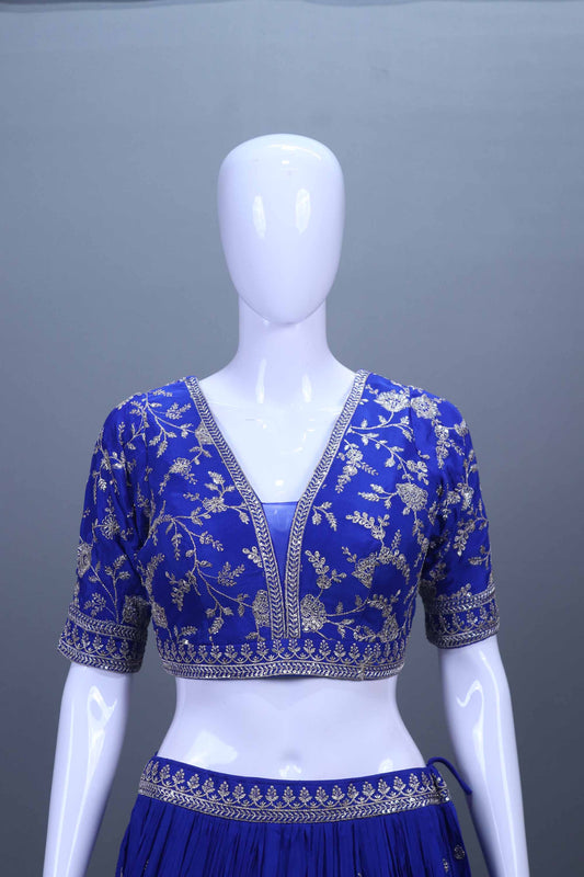 Royal Blue Banarasi Silk Lehenga Choli Party Wear