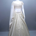 Elegant Ivory Satin Silk Lehenga Choli  Net Dupatta