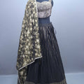 Black Gold Brocade Lehenga Set Blouse Dupatta Festive Wear