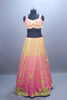 Pink Gold Brocade Lehenga Set Blouse Net Dupatta Festive Wear