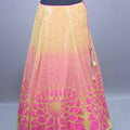 Pink Gold Brocade Lehenga Set Blouse Net Dupatta Festive Wear