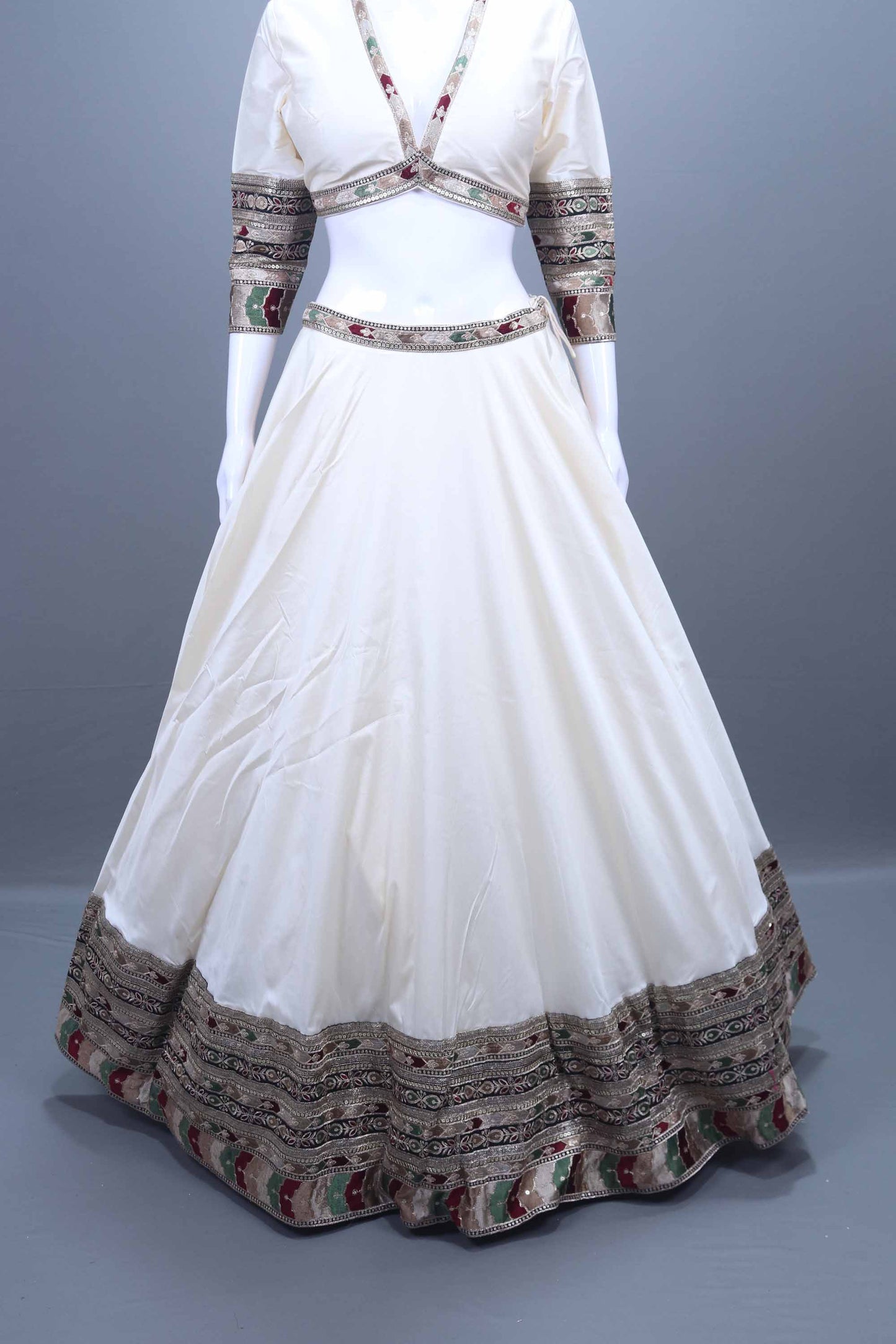 Ivory Silk Lehenga Set Designer Blouse Dupatta Festive Wear