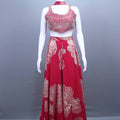 Designer Red Embroidered Crop Top and Palazzo Set 