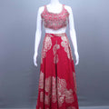 Designer Red Embroidered Crop Top and Palazzo Set
