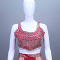 Designer Red Embroidered Crop Top and Palazzo Set